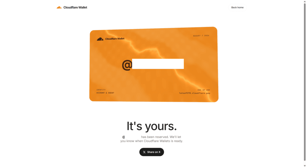 可自主取名的AI钱包-Cloudflare Wallet注册占名教程4